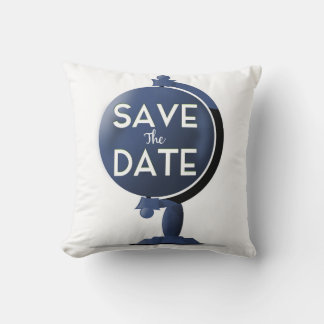 Save The Date Vintage Globe Cushion
