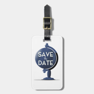Save The Date Vintage Globe Luggage Tag