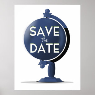 Save The Date Vintage Globe Poster