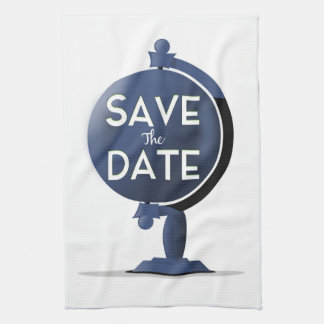 Save The Date Vintage Globe Tea Towel