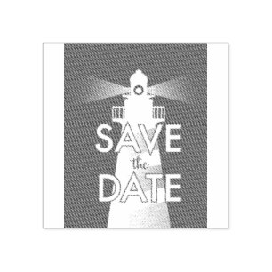 Save The Date Vintage Lighthouse Rubber Stamp