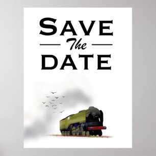 Save the Date vintage Locomotive invitation Poster