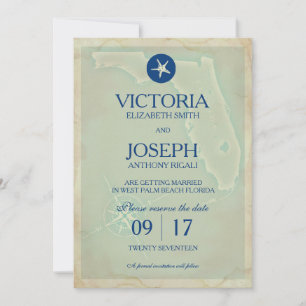 Save The Date - Vintage Map Florida