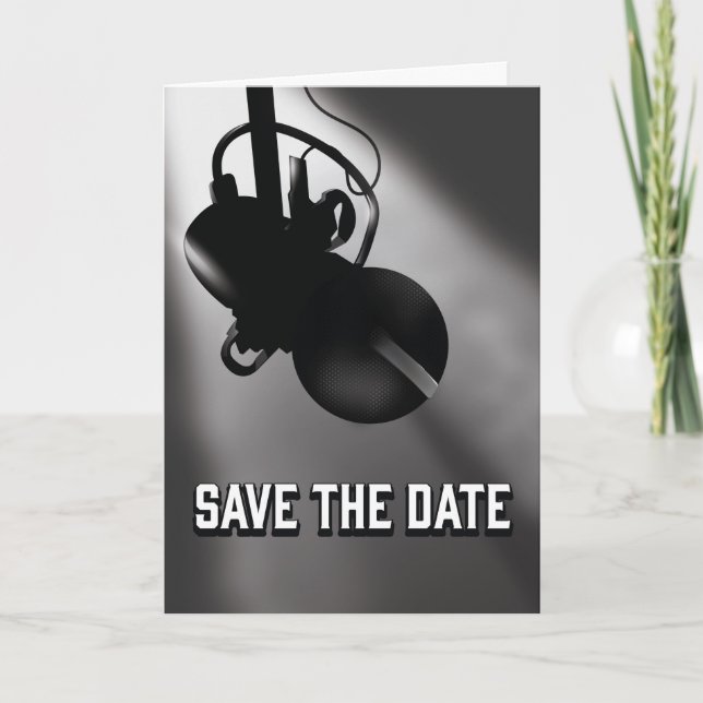 Save the Date vintage Microphone Note Card (Front)