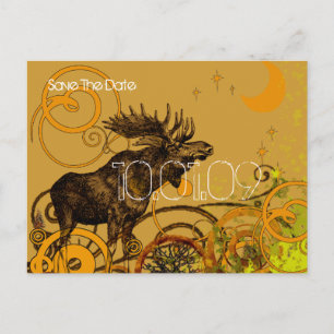 Save the Date- Vintage Moose - Darker Announcement Postcard