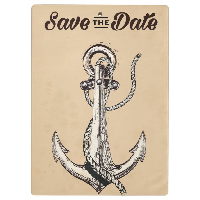 Save the Date vintage Nautical Anchor Clipboard (Back)