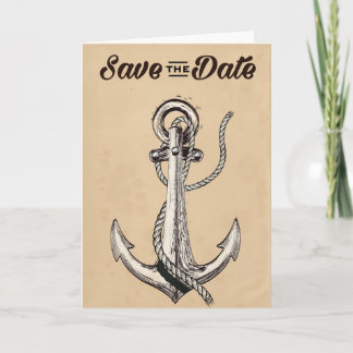 Save the Date vintage Nautical Anchor Holiday Card