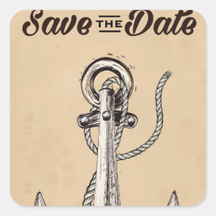 Save the Date vintage Nautical Anchor Square Sticker