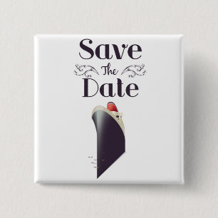Save the Date Vintage Nautical invite 15 Cm Square Badge