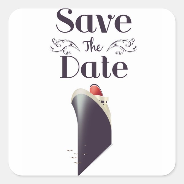 Save the Date Vintage Nautical invite Square Sticker (Front)