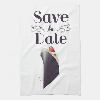 Save the Date Vintage Nautical invite Tea Towel