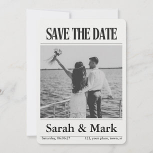 Save the Date vintage newspaper trending round