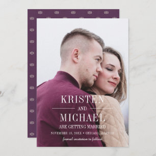 Save the Date. Vintage Pattern Plum Photo Cards