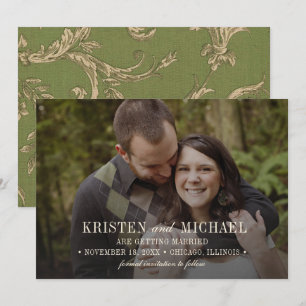 Save the Date. Vintage Pattern Wedding Photo Card