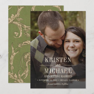 Save the Date. Vintage Pattern Wedding Photo Card