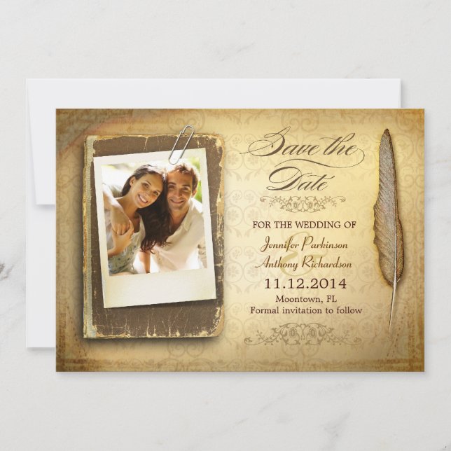save the date vintage photo invitations (Front)