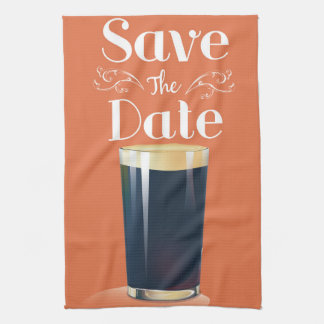 Save The Date Vintage Pint Drink Tea Towel