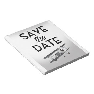 Save the Date Vintage Plane Notepad