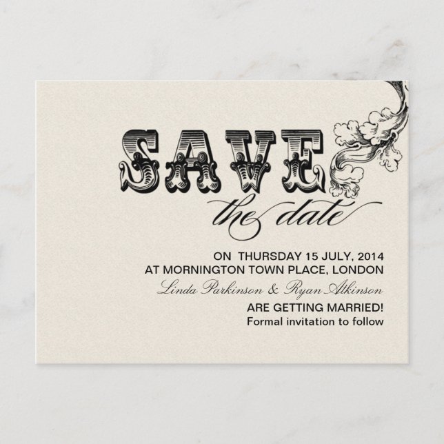 save the date vintage postcards (Front)