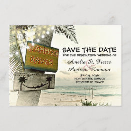 Save the Date Vintage Romantic Beach Destination