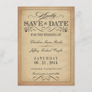 Save the Date - Vintage Rustic Parchment