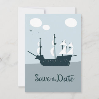 Save The Date Vintage Sailship Invitation