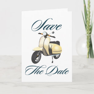 Save the Date Vintage Scooter Note Card