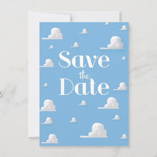 Save the Date vintage sky and clouds invite (Back)