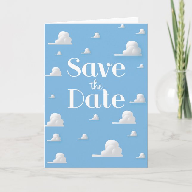 Save the Date vintage sky and clouds invite (Front)