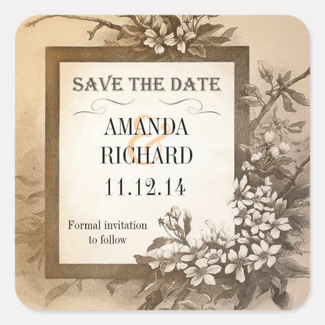 save the date vintage stickers (Front)