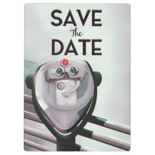 Save The Date Vintage telescope viewer Clipboard