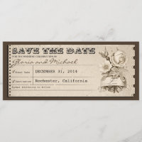 save the date vintage ticket invitations