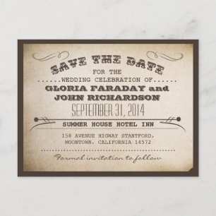 save the date vintage ticket postcards
