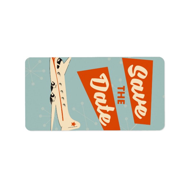 Save the Date vintage travel poster Label (Front)