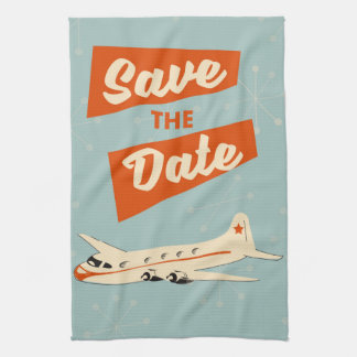 Save the Date vintage travel poster Tea Towel