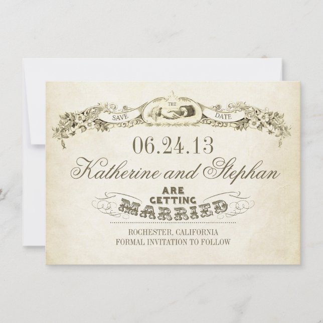 save the date vintage typography design (Front)