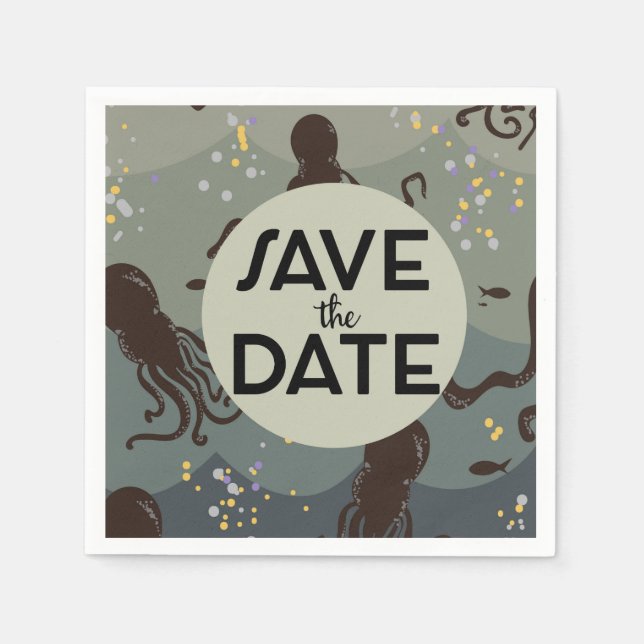 Save the Date Vintage Underwater Napkin (Front)
