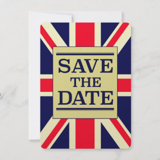 Save the Date Vintage Union jack Invitation