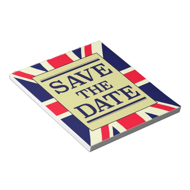 Save the Date Vintage Union jack Notepad (Angled)