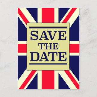 Save the Date Vintage Union jack Postcard