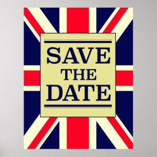 Save the Date Vintage Union jack Poster