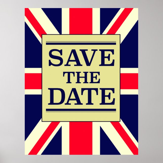Save the Date Vintage Union jack Poster (Front)