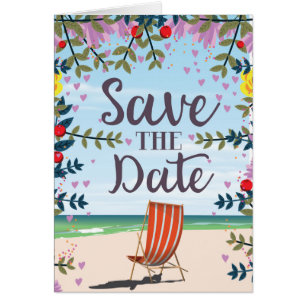 Save The Date Vintage Vintage Beach and Deckchair