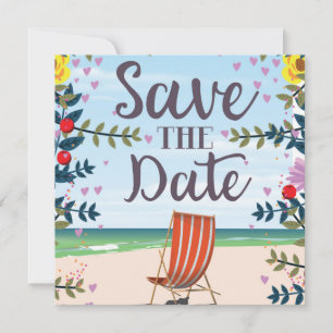 Save The Date Vintage Vintage Beach and Deckchair