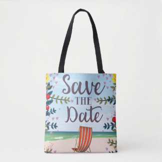 Save The Date Vintage Vintage Beach and Deckchair Tote Bag