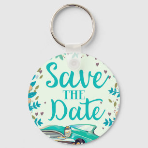 Save The Date Vintage Vintage Classic Car. Key Ring