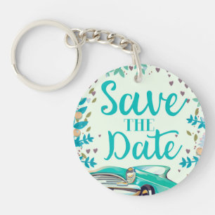 Save The Date Vintage Vintage Classic Car. Key Ring