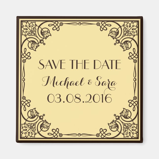 Save The Date Vintage Wedding Magnet (Front)