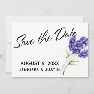 Save the Date Watercolor Lavender Flowers