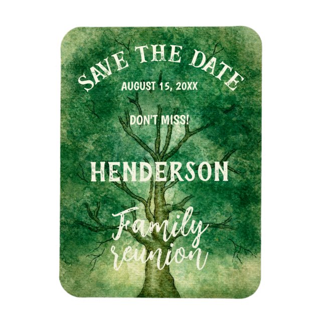 Save the Date Watercolor Oak Tree Family Reunion Magnet (Vertical)